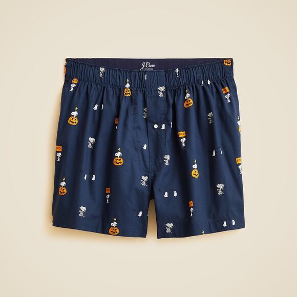 NWT J.Crew Printed boxers in cotton in Peanuts Halloween Navy size Small - Picture 1 of 6